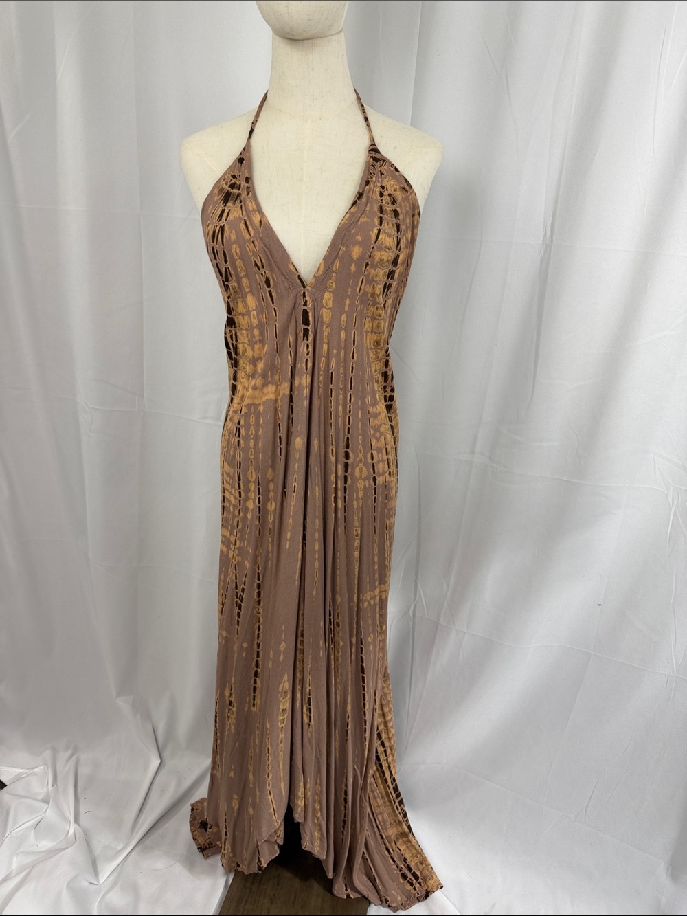 Pale pink Halter Tie-Dye Maxi Dress